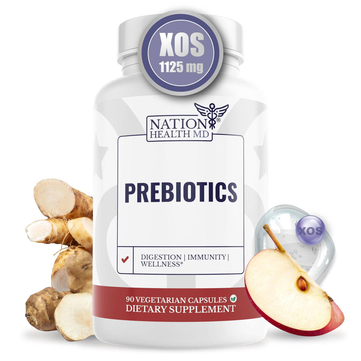 Nation Health MD Prebiotics cápsulas para confort digestivo diario