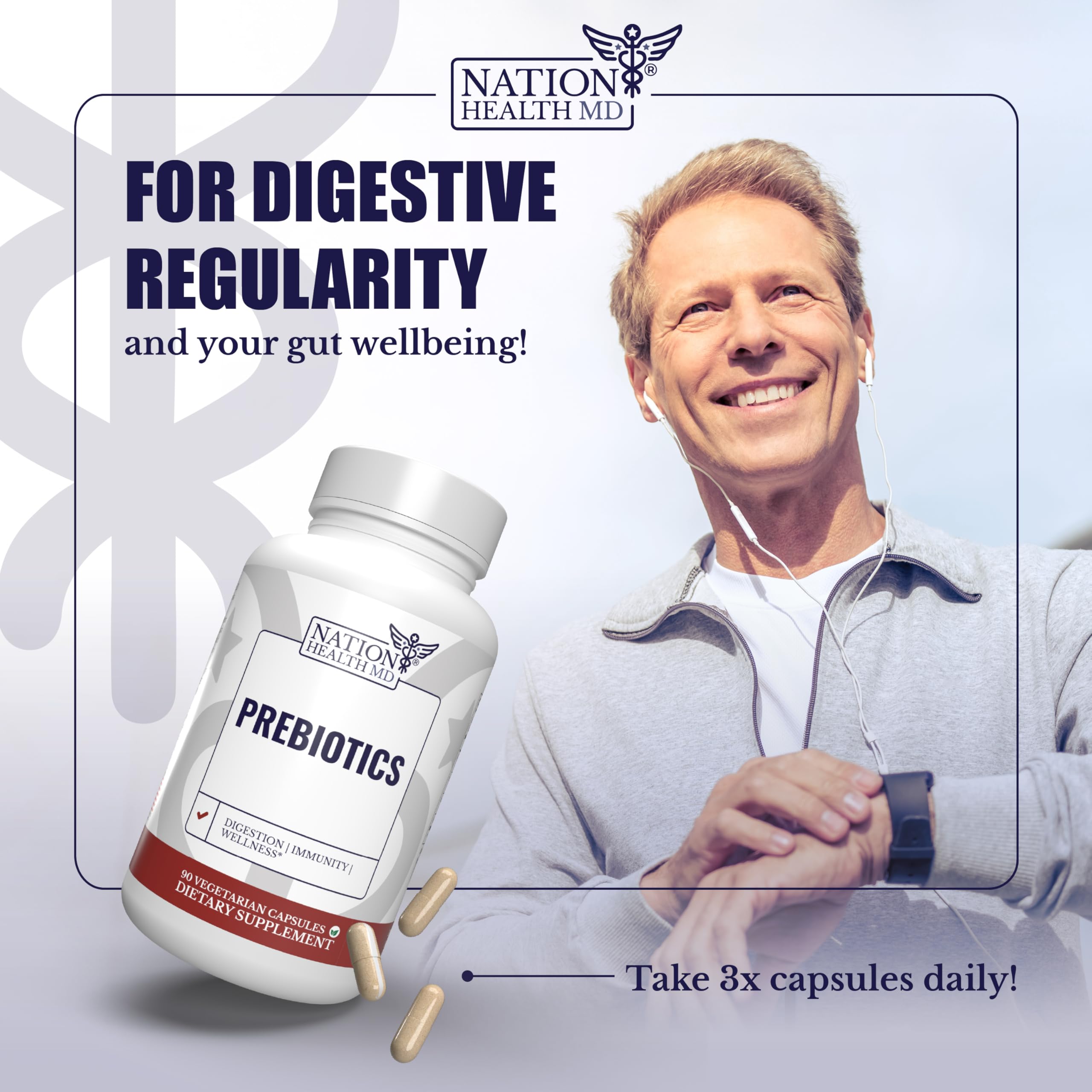 Nation Health MD Prebiotics tomas diarias con agua para hábitos saludables