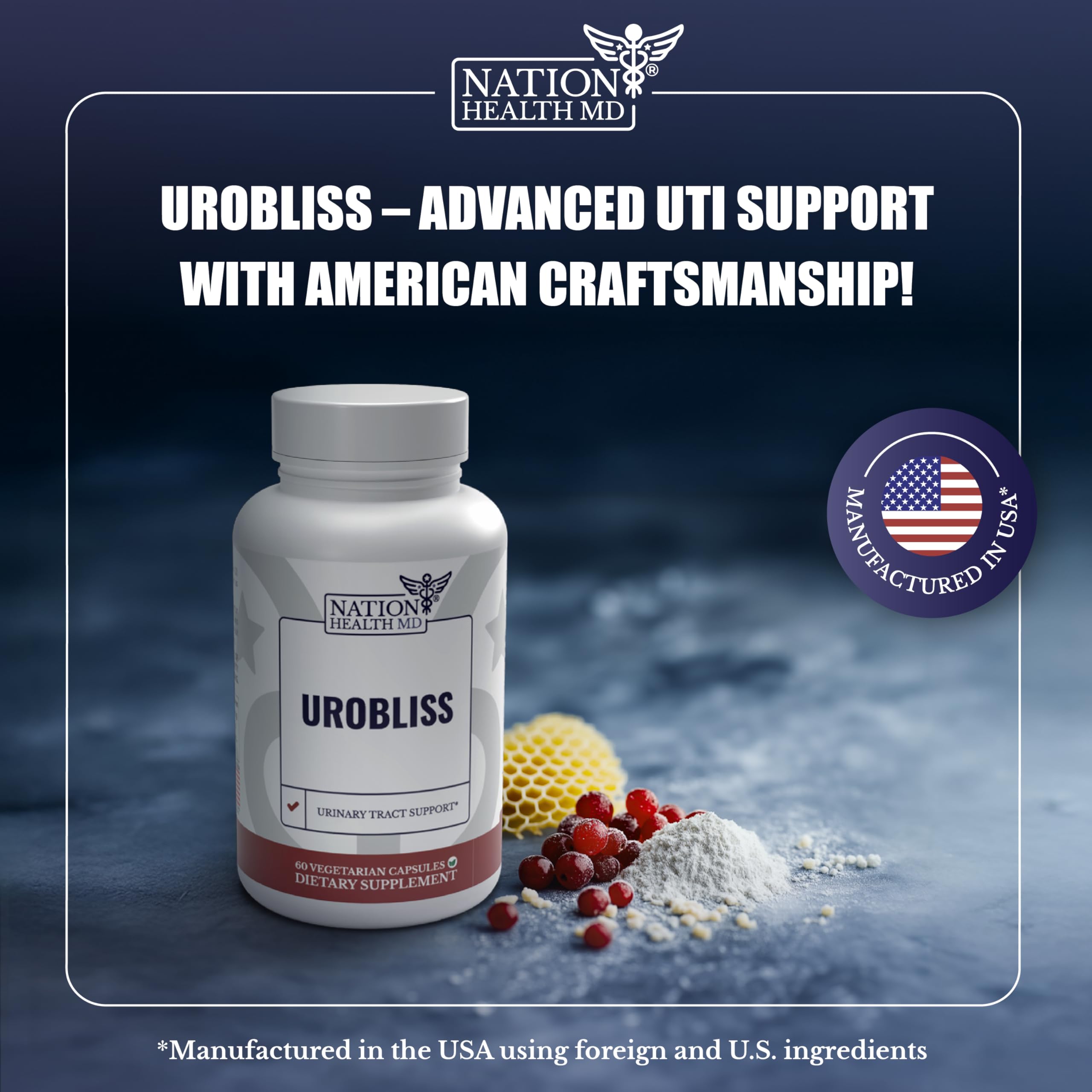 NATION HEALTH MD UroBliss complejo de propóleo y D3 para bienestar general.
