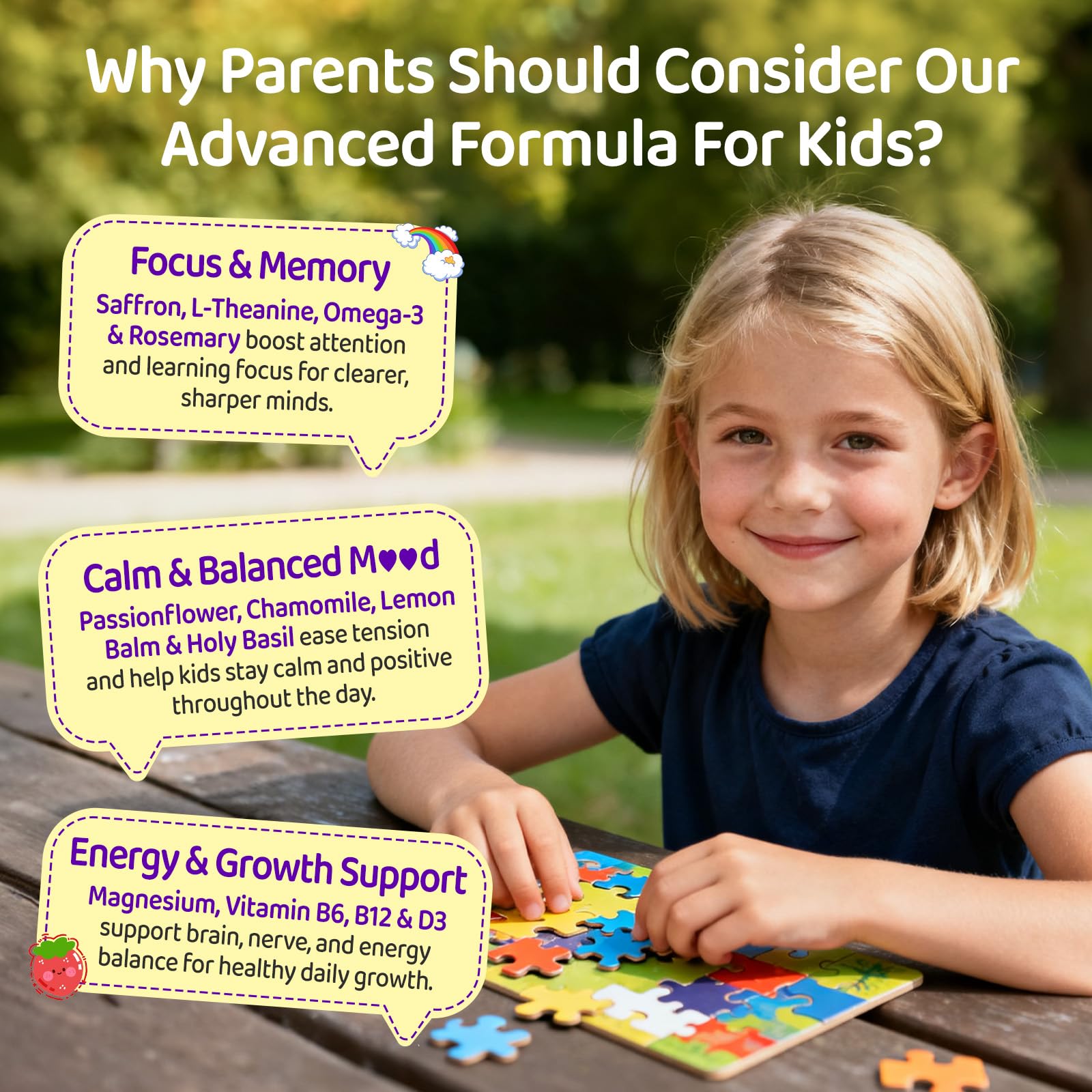 NATISLAND omega-3 algal para apoyo cognitivo en niños.