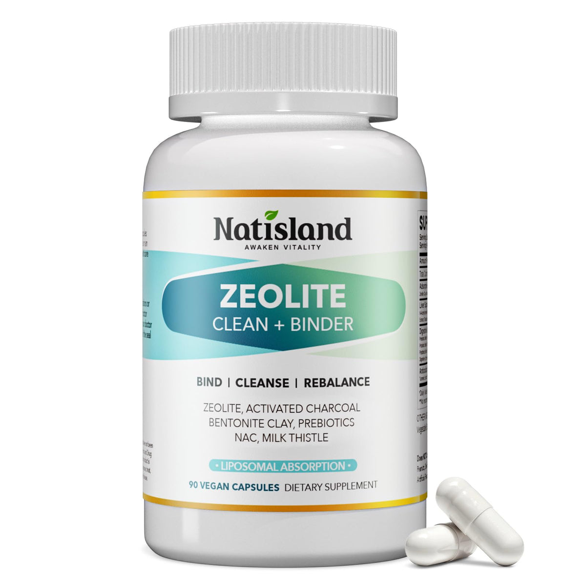Natisland Zeolite Detox: botella vertida, fácil toma diaria.