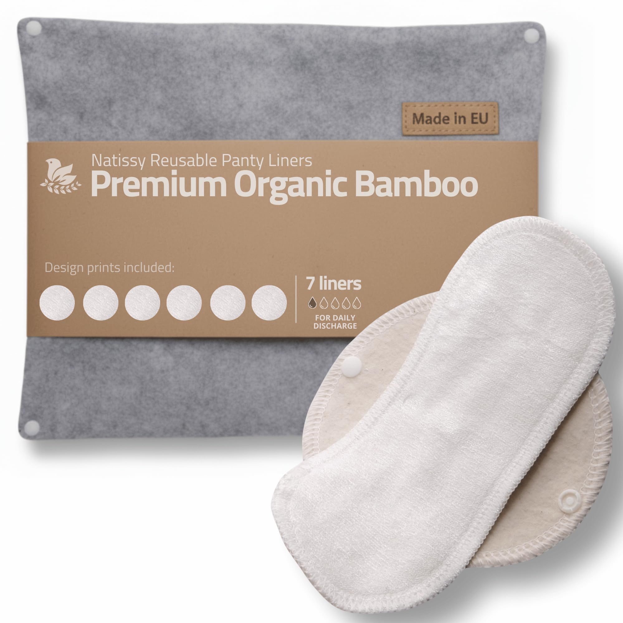 Protector Natissy lavable ultra ligero, talla pequeña, en paquete de 7 para uso diario.