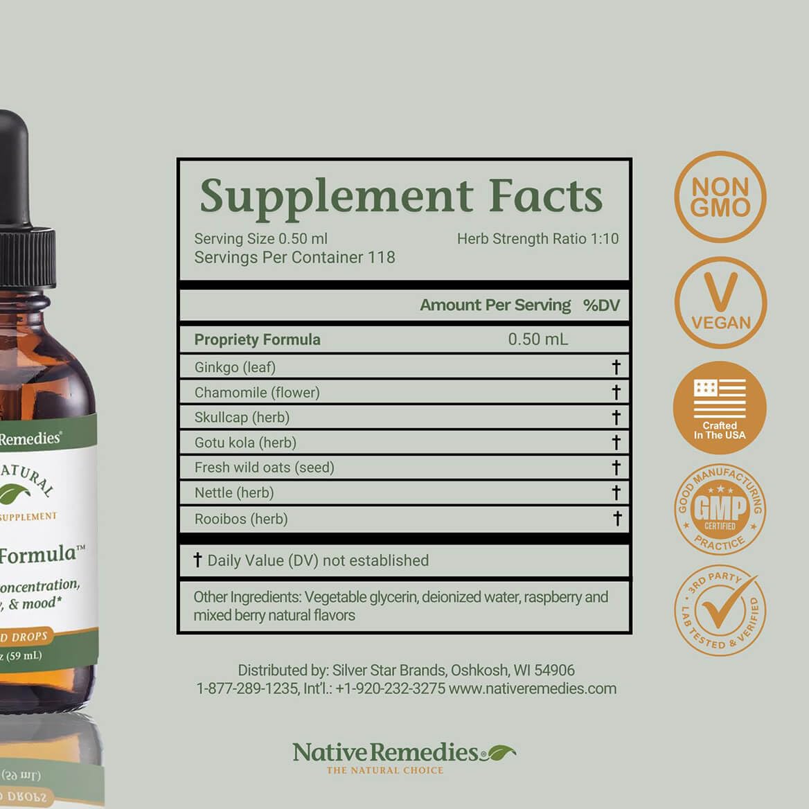 Fórmula Enfoque de Native Remedies, proceso de control de calidad, consistencia asegurada.