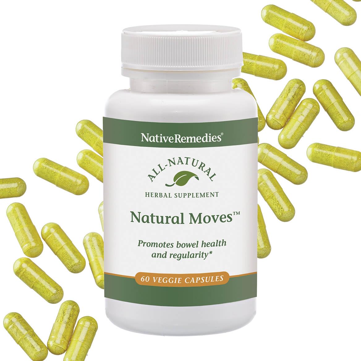 Native Remedies Natural Moves: botella con etiqueta clara para apoyo digestivo
