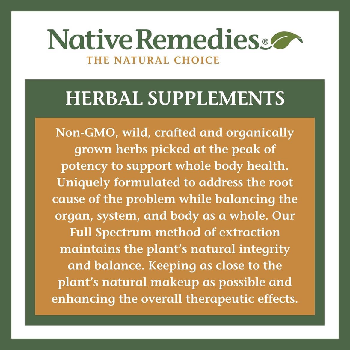 Empaque externo con branding de Native Remedies y enfoque natural