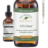Native Remedies UTI-Clear, botella 59 ml, apoyo suave al tracto urinario.
