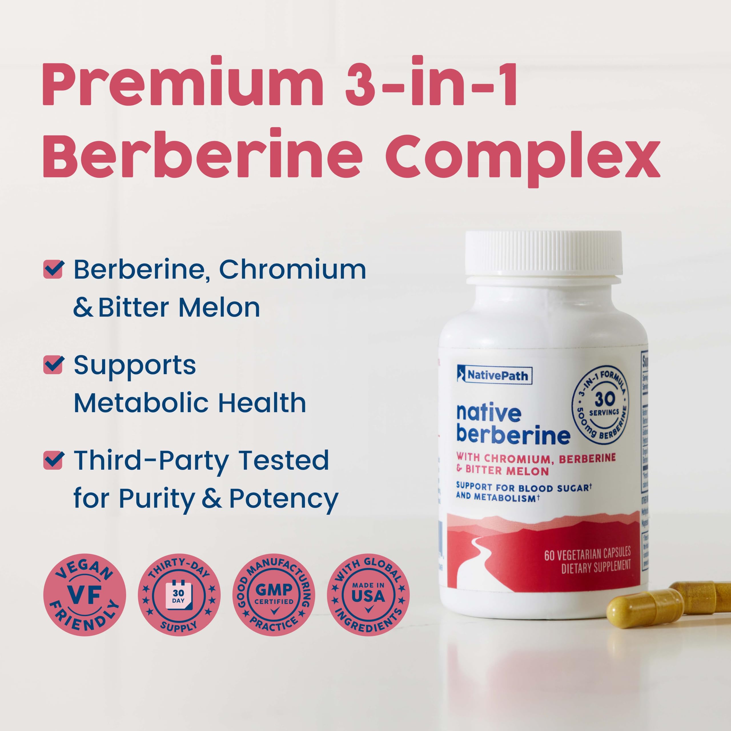 NativePath Berberina 3-en-1: etiqueta que destaca ingredientes clave