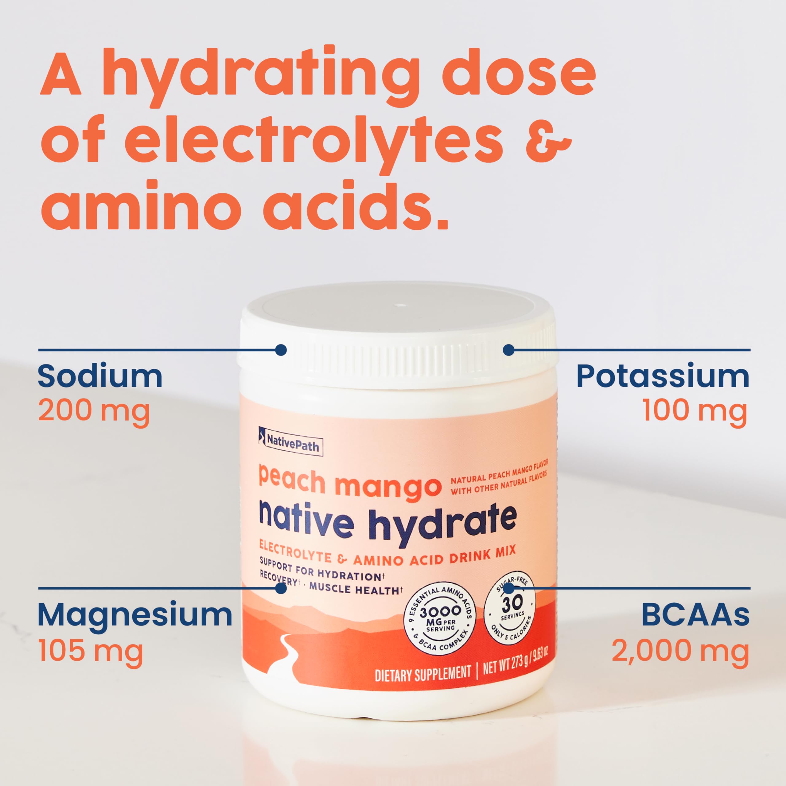NativePath Hydrate endulzado con stevia para sabor sin azúcar añadido.