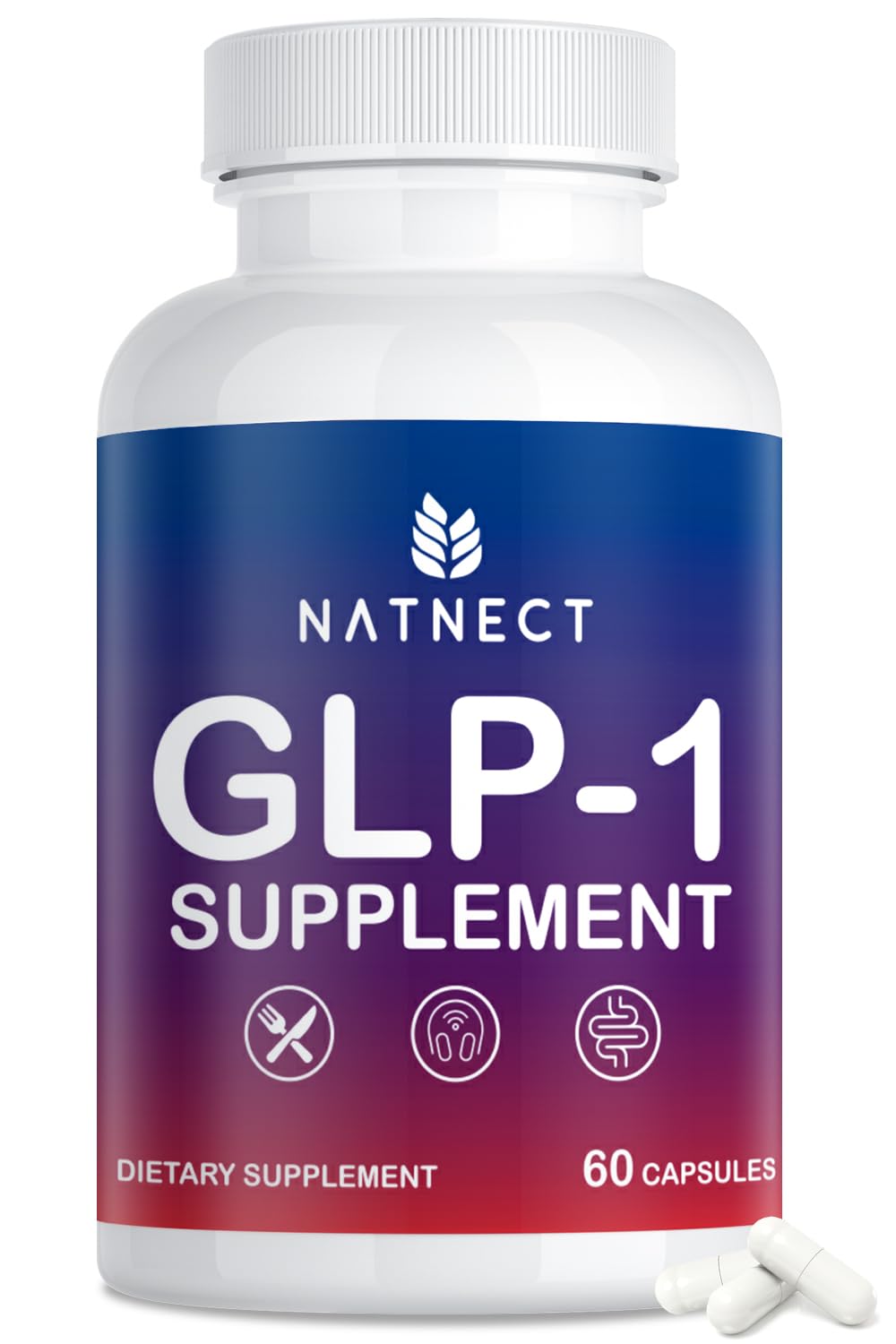 Natnect GLP-1: frasco de cápsulas para apoyar metabolismo y saciedad.