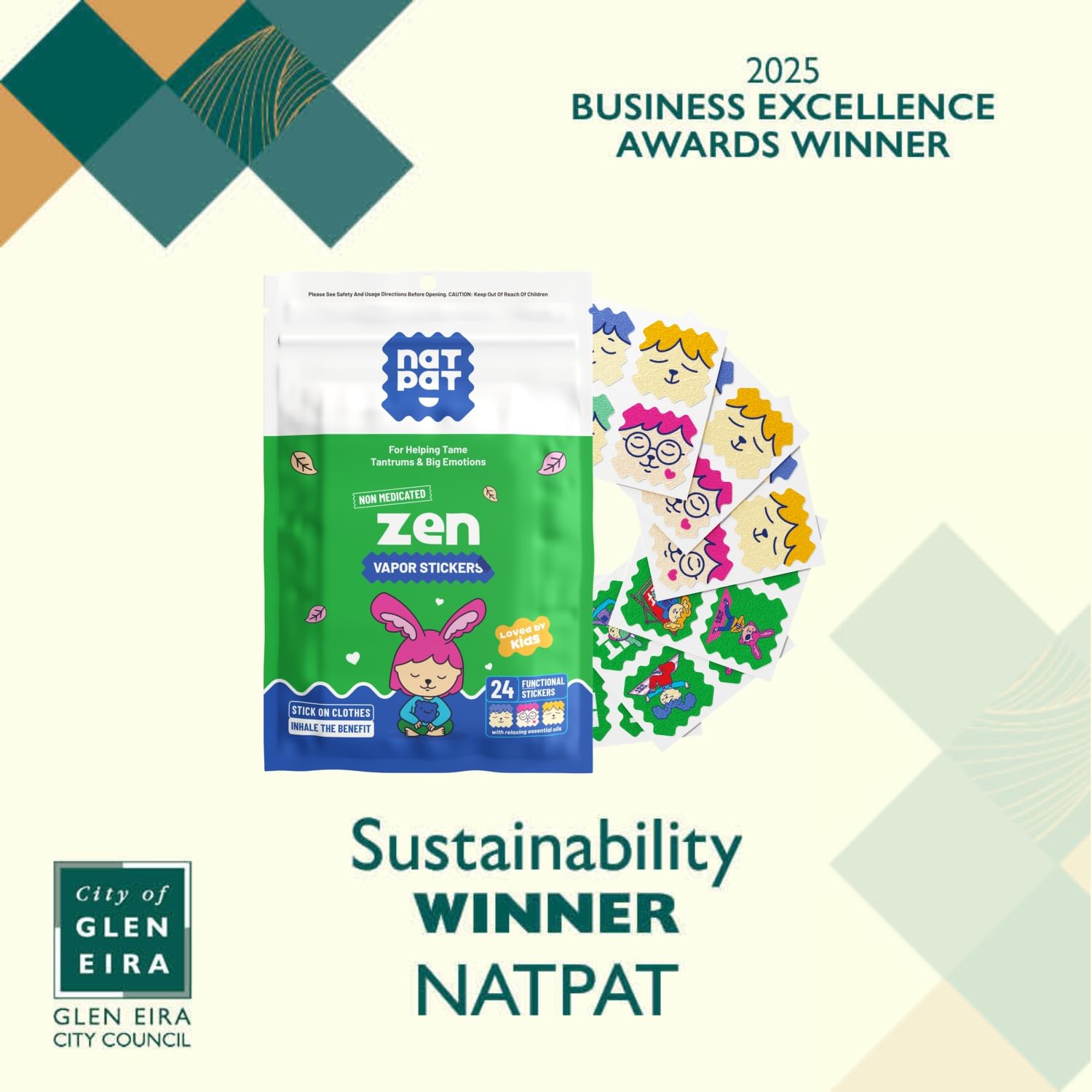 NATPAT Zen Patch con aroma suave para relajación diaria.