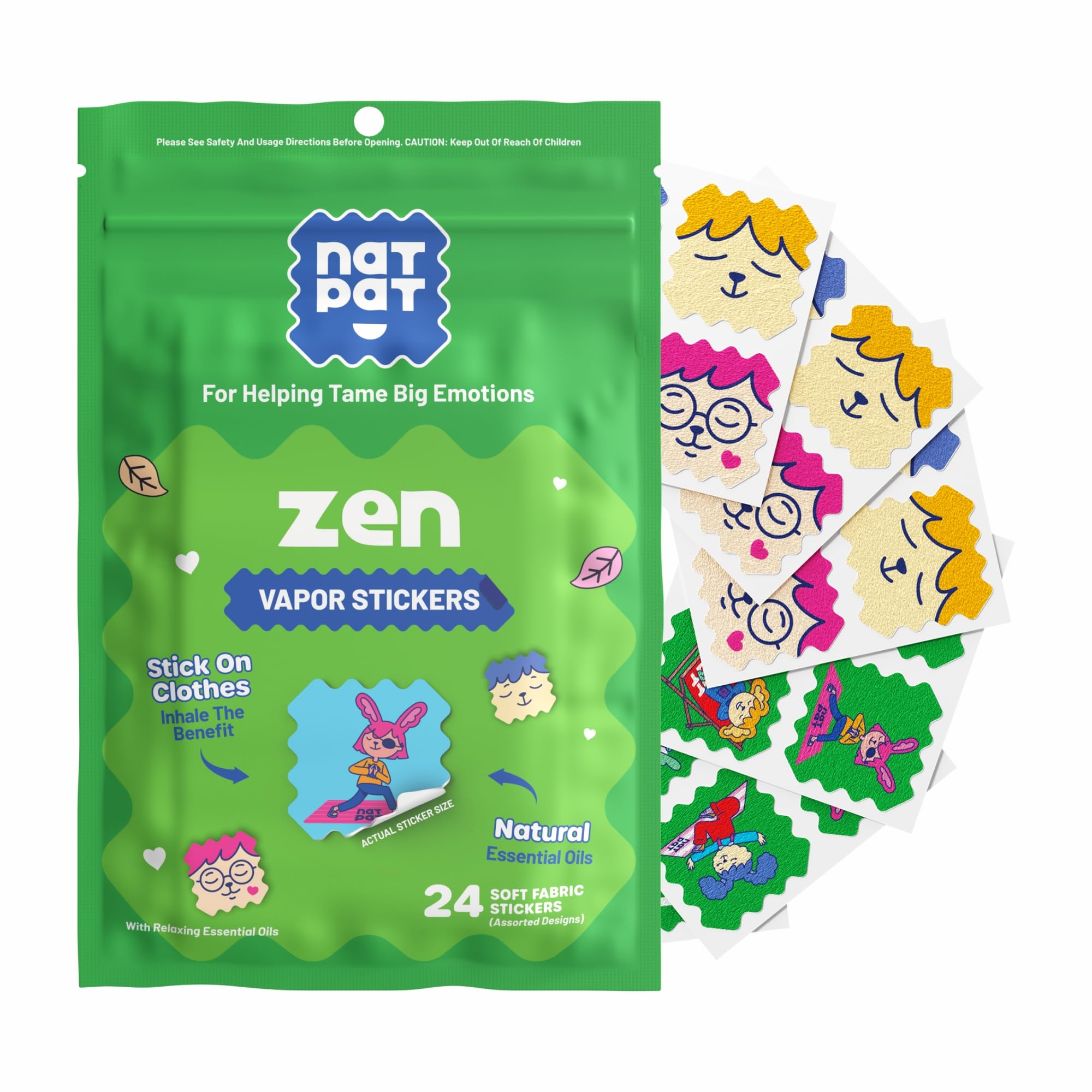 NATPAT Zen Patch en la banda de la ropa para calma rápida.