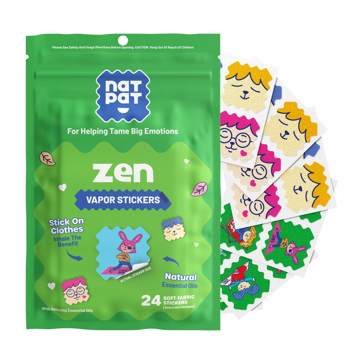 NATPAT Zen Patch en la banda de la ropa para calma rápida.