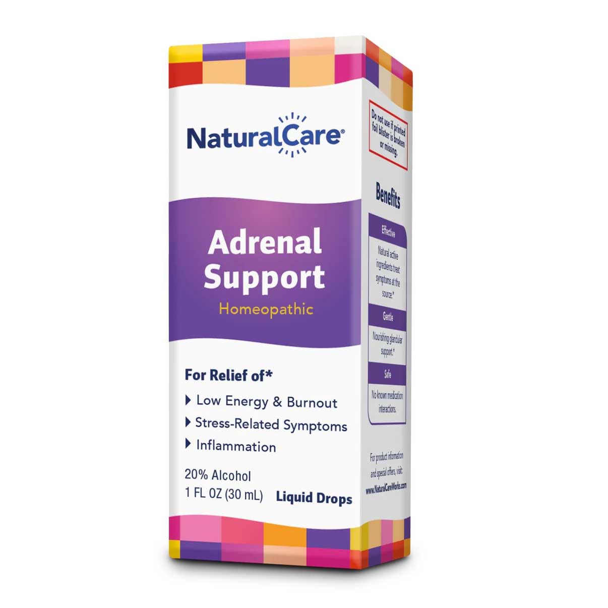 Natra-Bio NaturalCare Adrenal Support, empaque compacto de 30 ml para llevar.