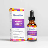Natra-Bio NaturalCare Adrenal Support, gotero dispensando gotas para uso diario.