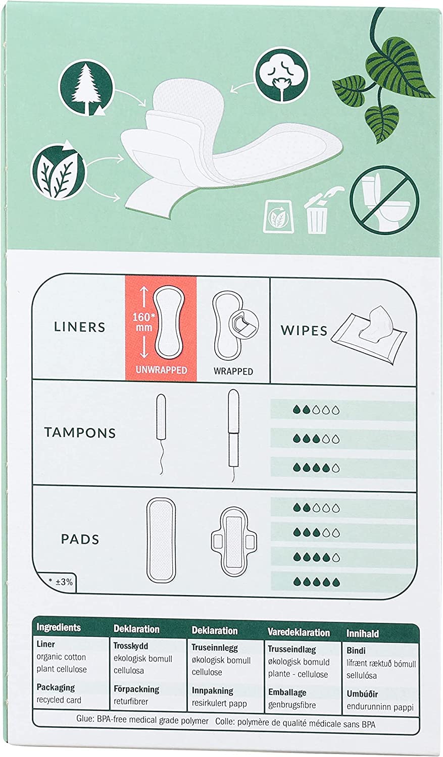 Liner suave y absorbente para uso diario, Natracare.