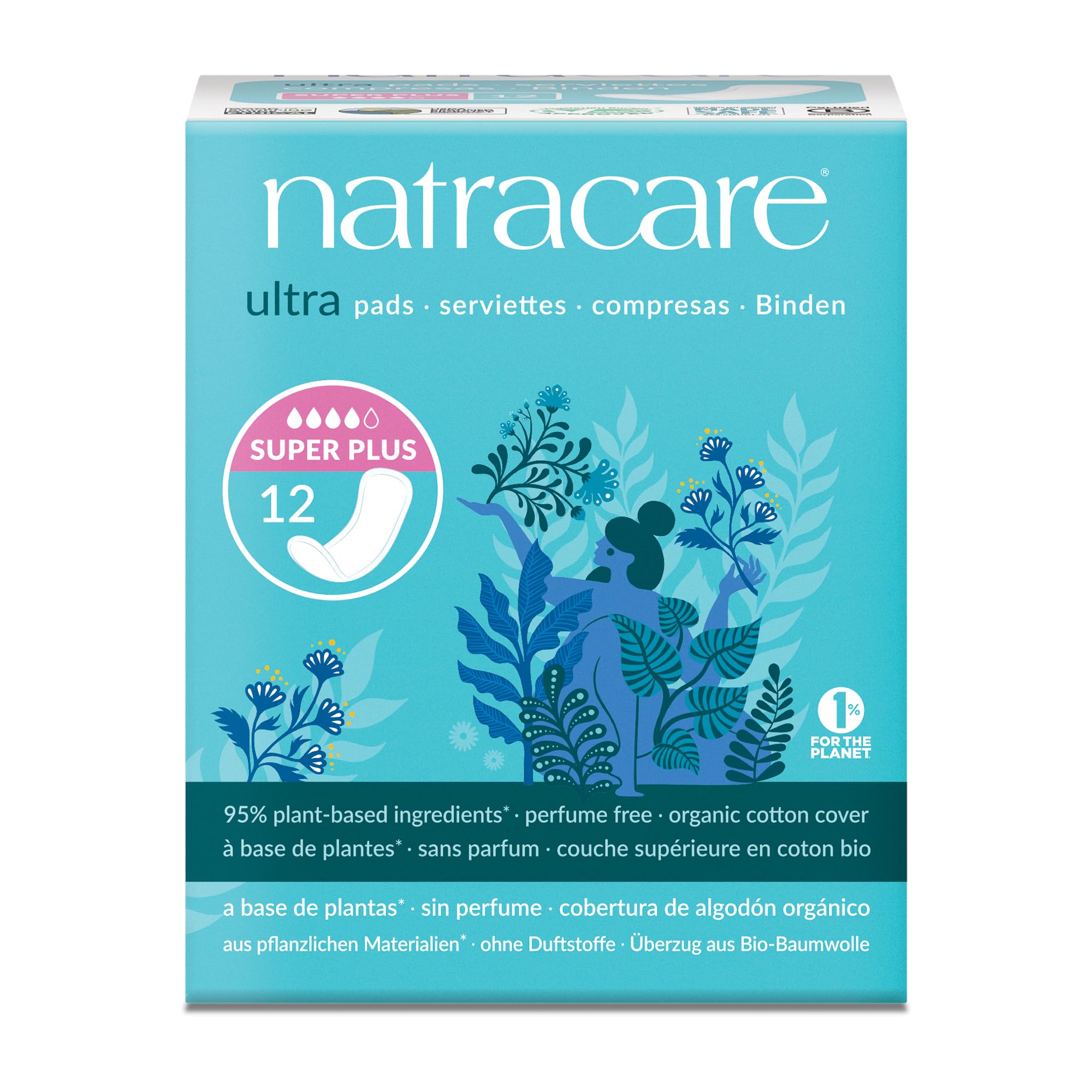 Natracare almohadillas delgadas sin alas, ultraconfortables y libres de plástico para piel sensible.