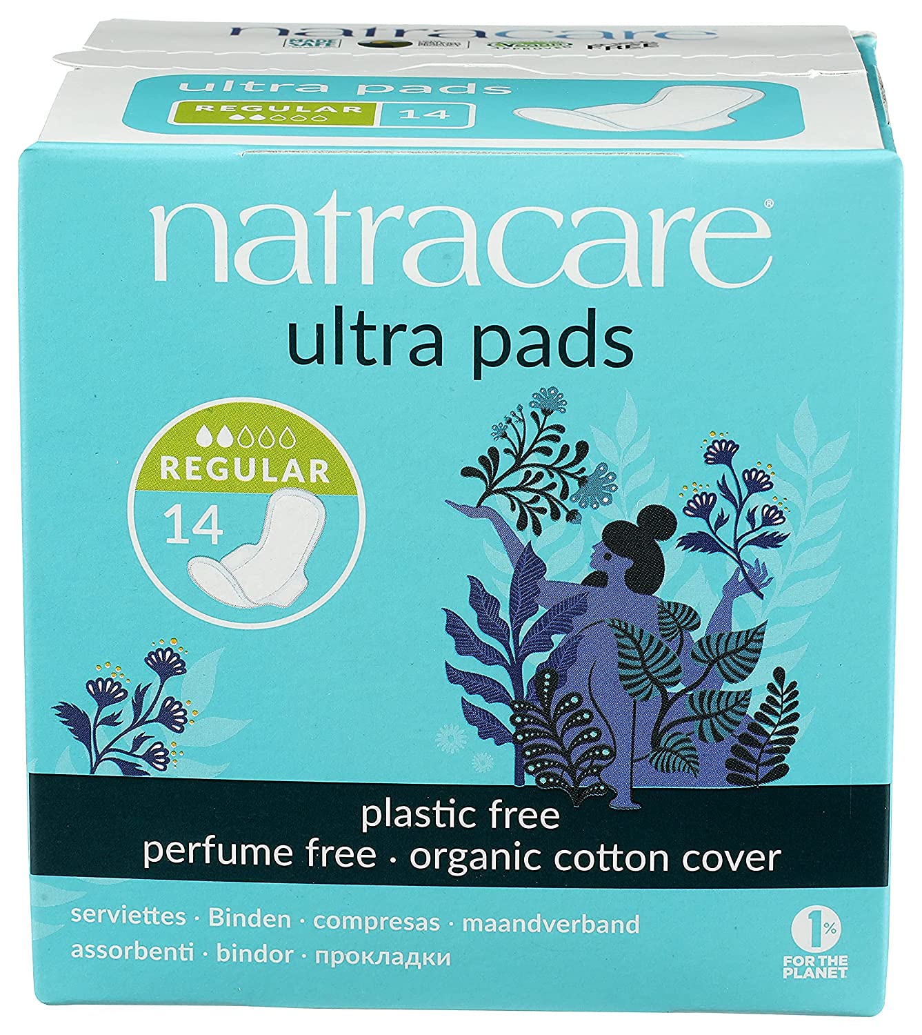 Natracare almohadillas ultra con alas en empaque sostenible para uso diario