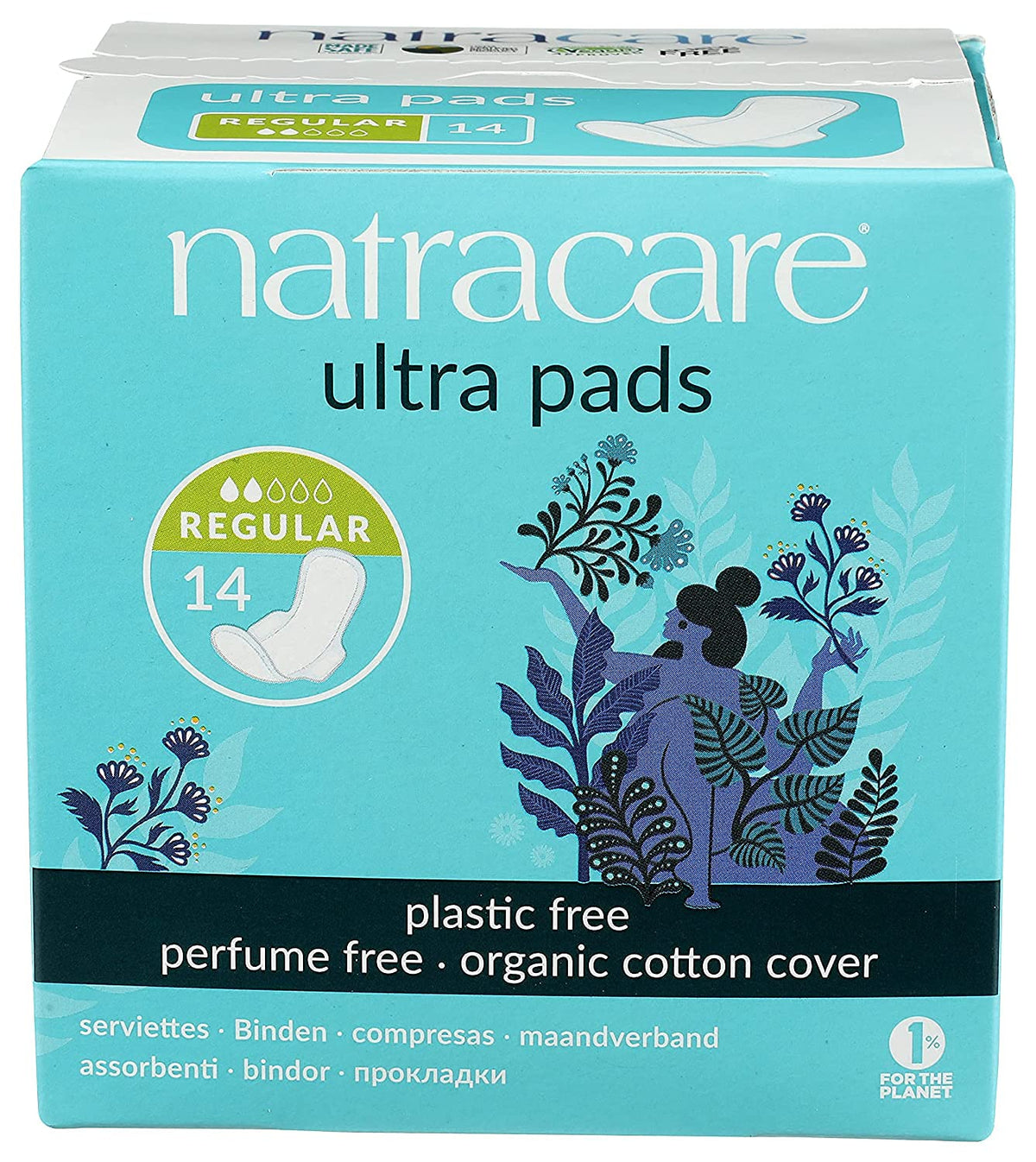 Natracare almohadillas ultra con alas en empaque sostenible para uso diario