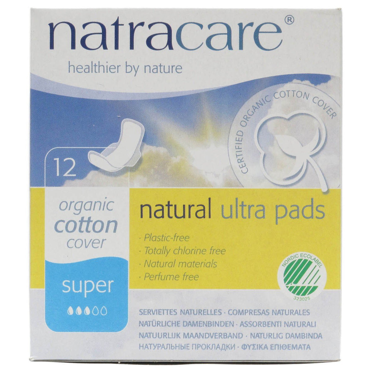 Natracare compresas ultra finas con alas, algodón orgánico para comodidad diaria