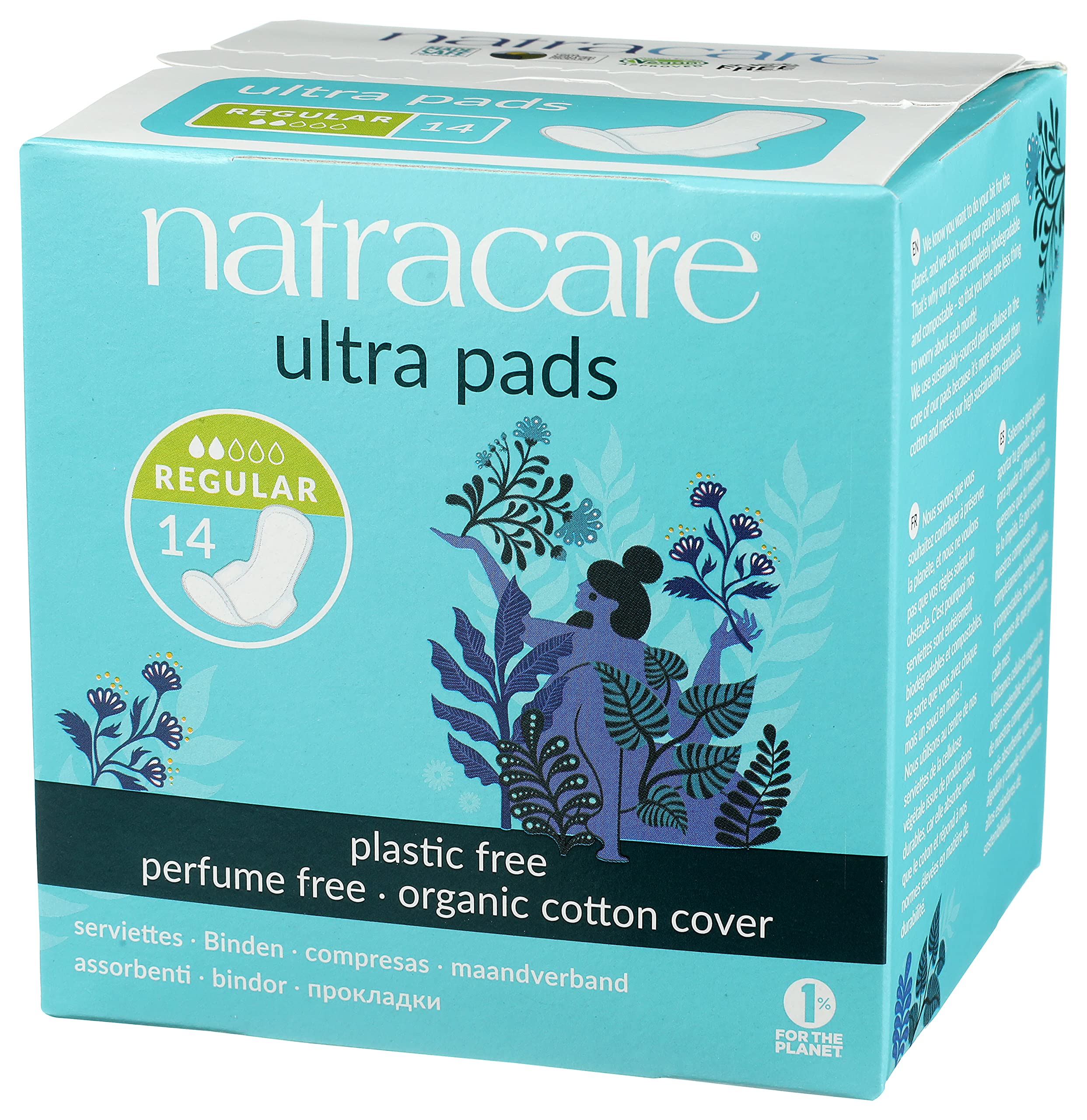 Natracare, detalle de algodón orgánico en la capa superior.