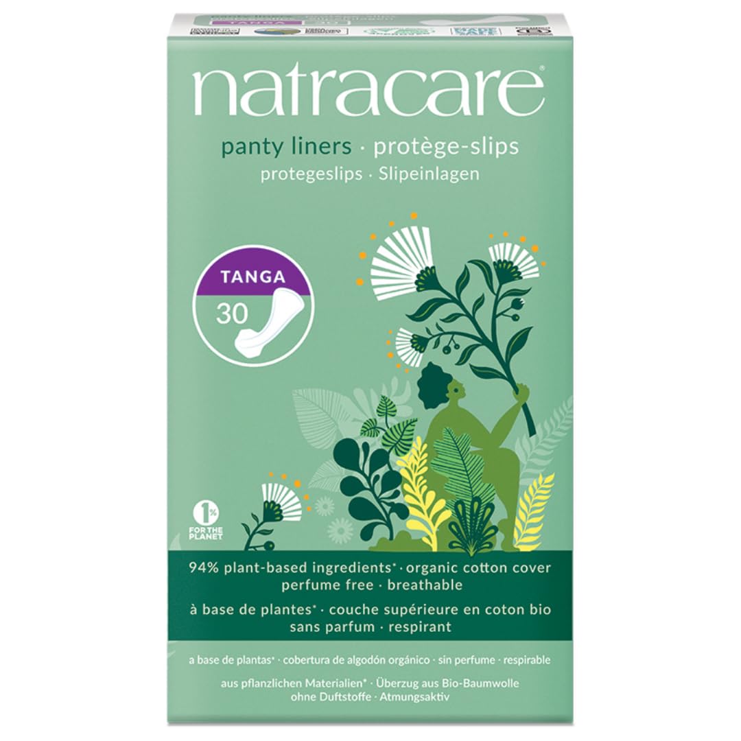Protector Natracare para tanga, diseño delgado con alas para comodidad diaria.