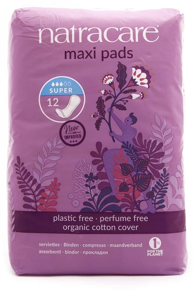 Natracare Maxi Pad Tradicional Sin Alas, textura natural para piel sensible.