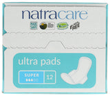 Natracare Pads Ultra Super, caja de 12 unidades para uso prolongado.