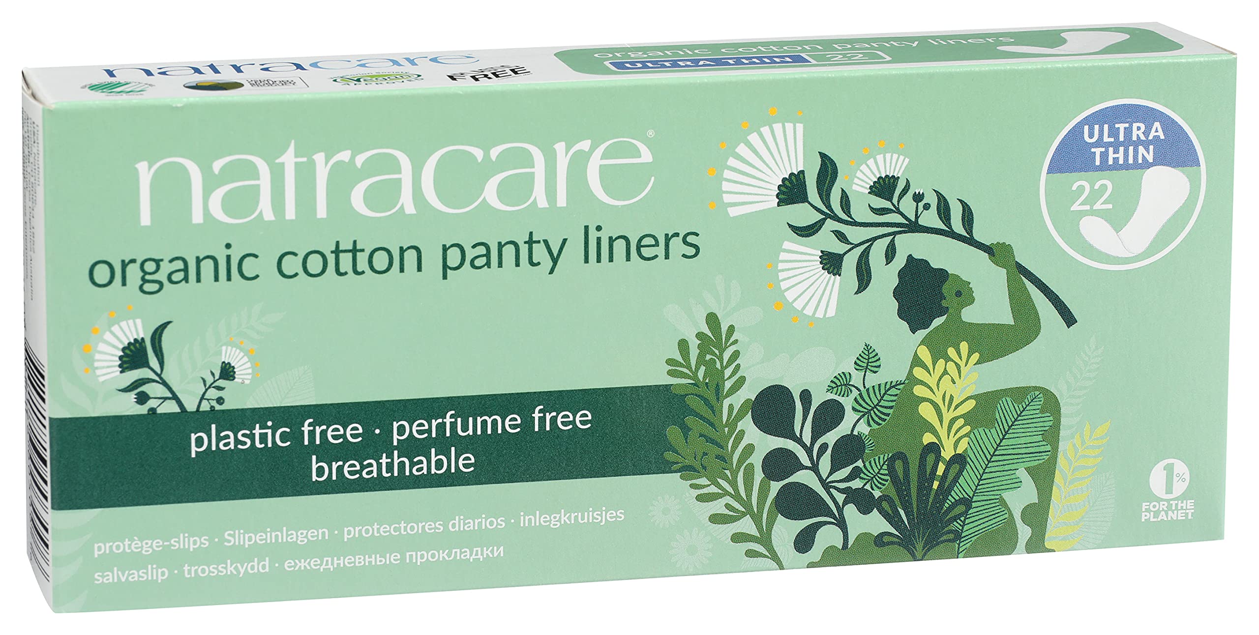 Paquete de cuatro protectores Natracare para uso diario discreto.