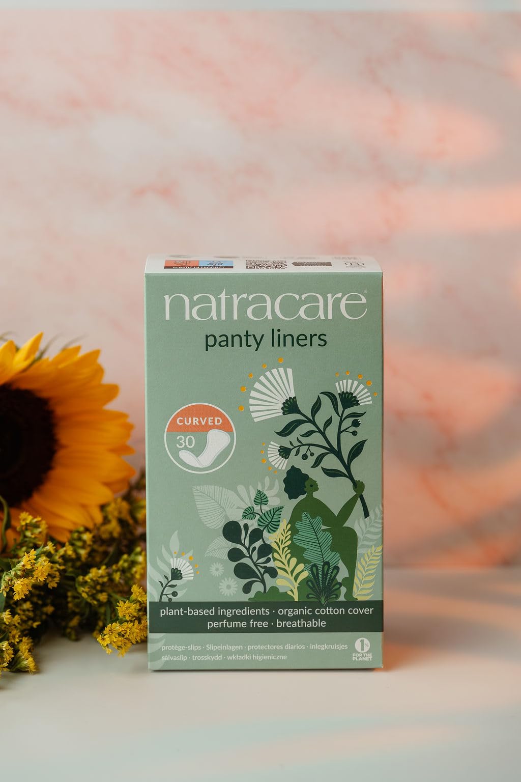 Natracare protector diario sin perfumes, ideal para uso diario y piel sensible.