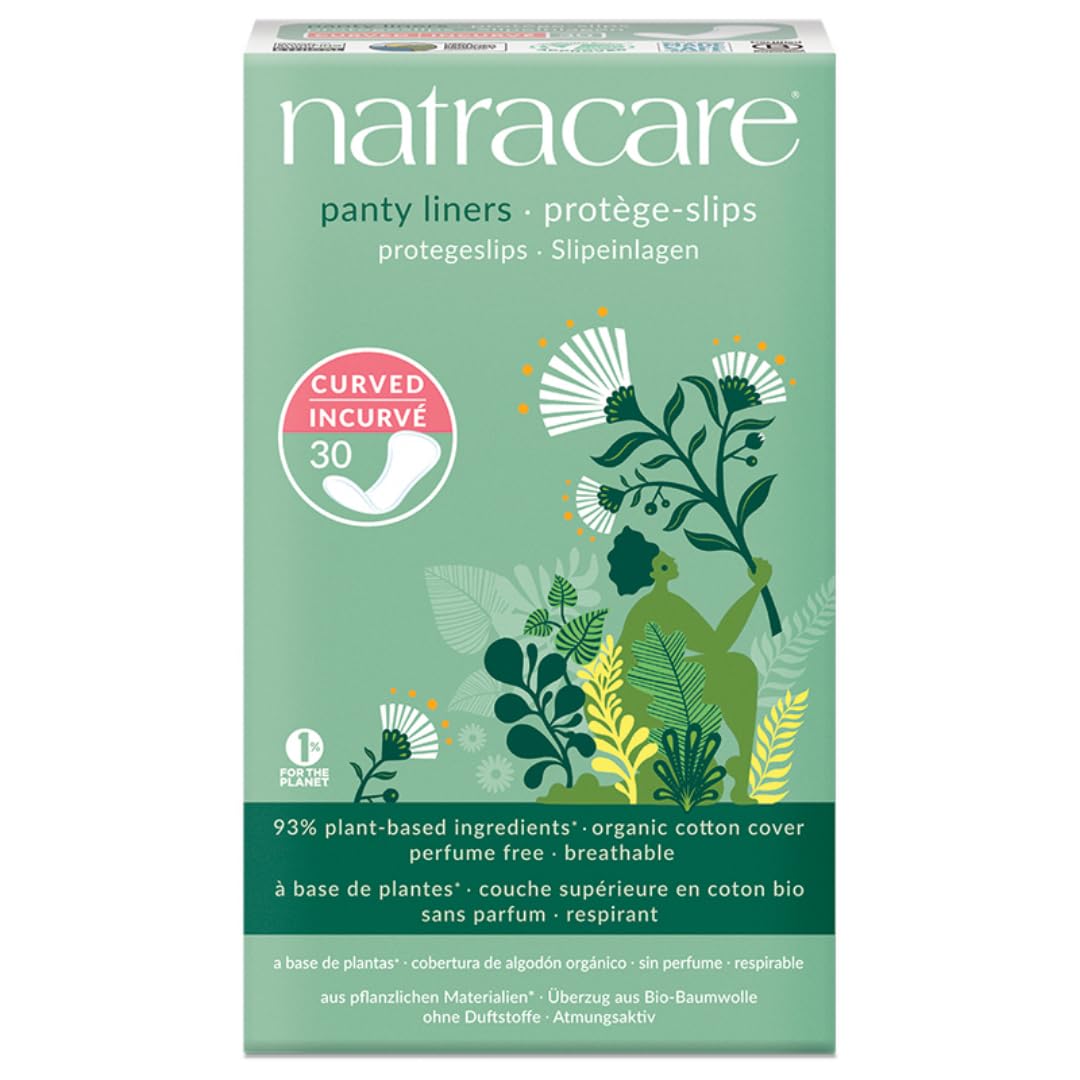 Natracare protector curvo de algodón orgánico, comodidad diaria para piel sensible.
