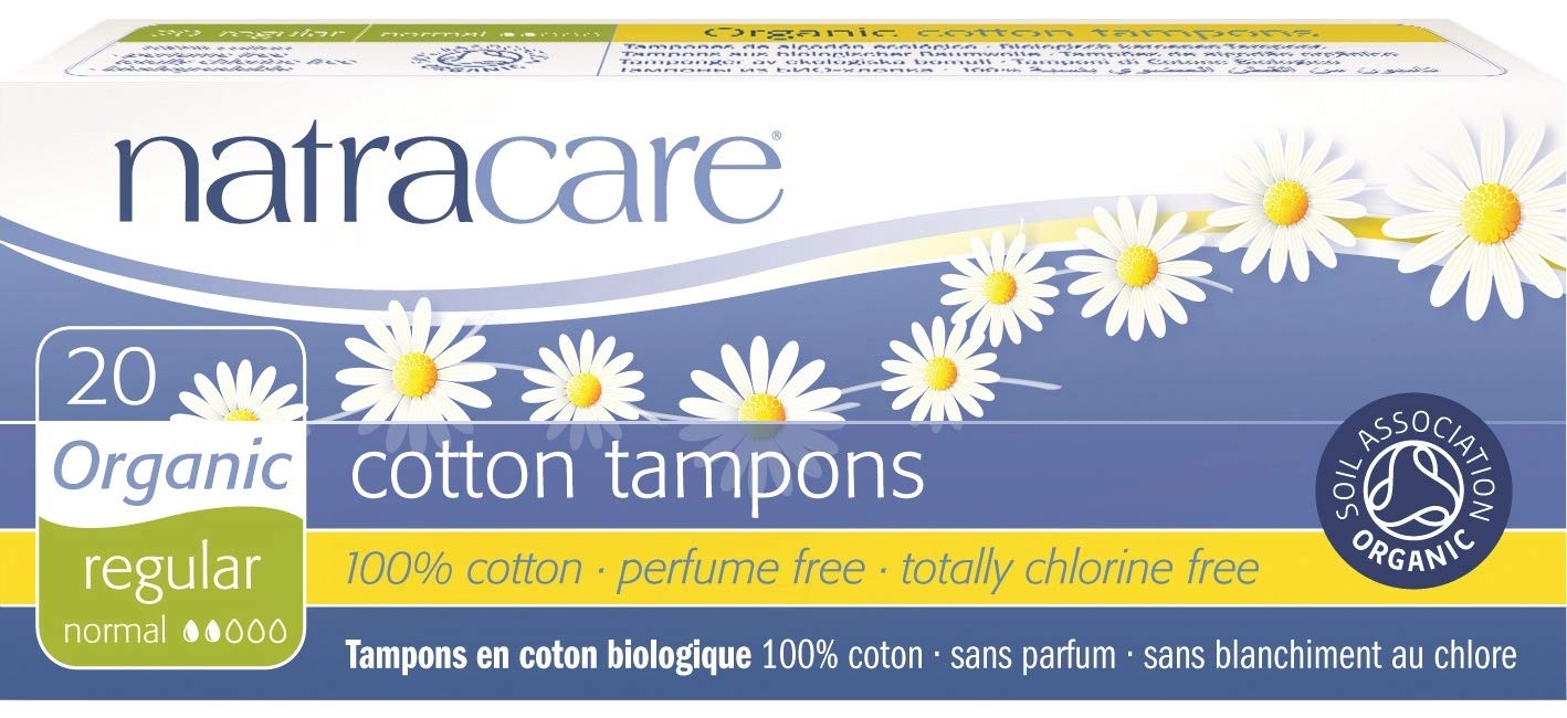 Natracare tampones orgánicos sin aplicador, algodón 100%, para uso diario cómodo.