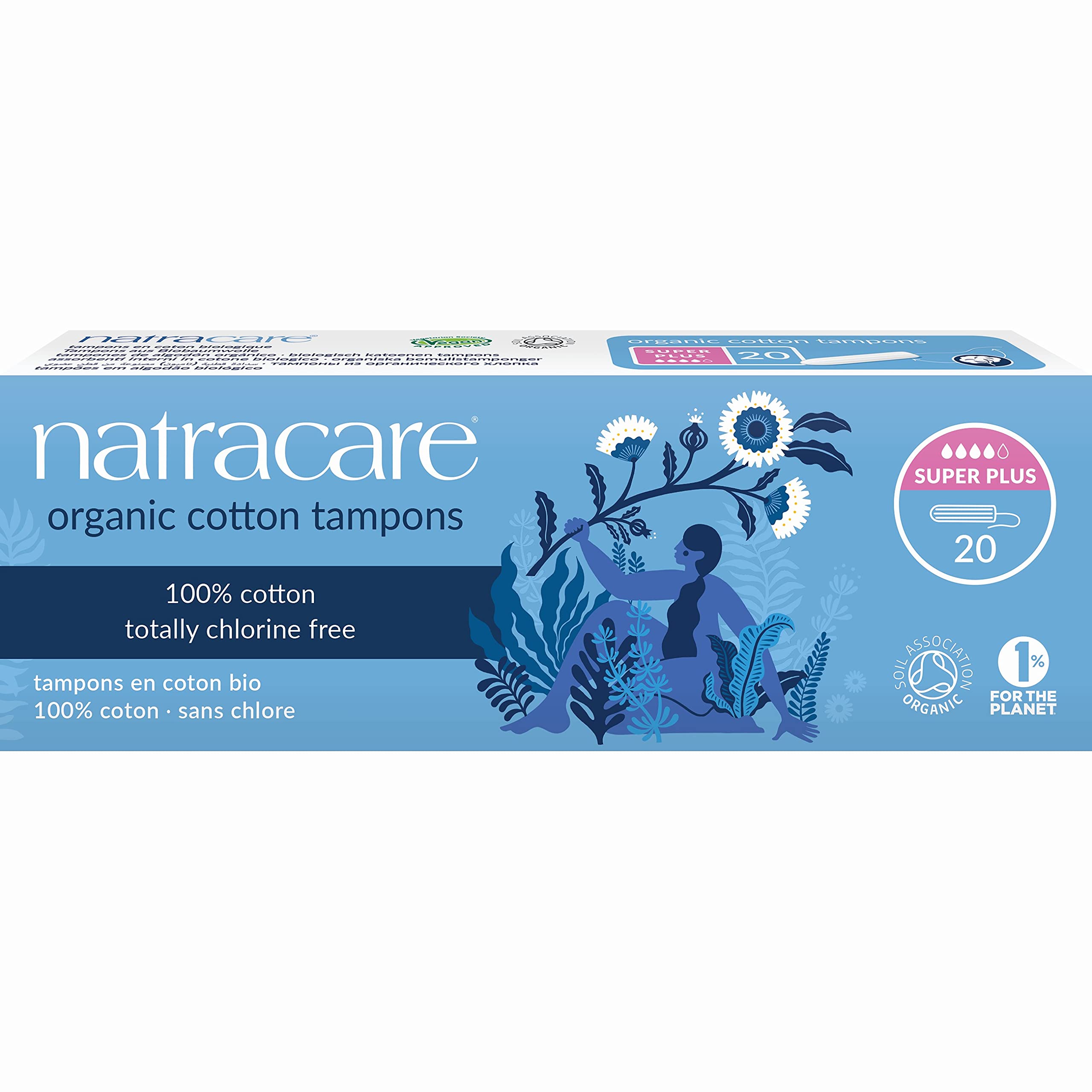 Natracare tampones sin aplicador de algodon organico, para piel sensible y uso comodo