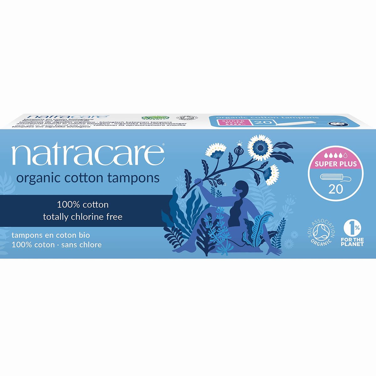 Natracare tampones sin aplicador de algodon organico, para piel sensible y uso comodo