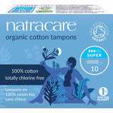 Tampones Natracare sin aplicador de algodón orgánico, alta absorción para uso diario