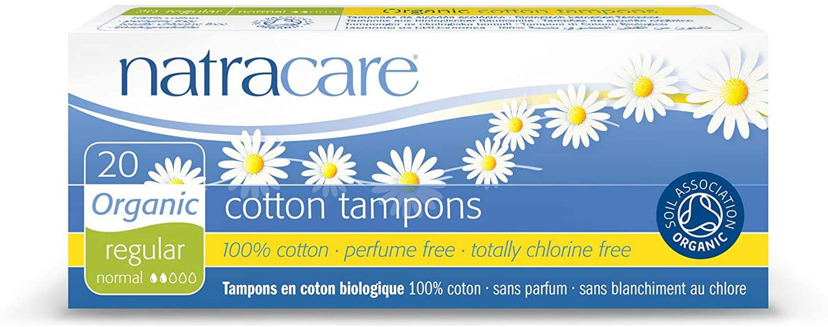 Tampones natracare sin aplicador, caja de 4, opción diaria y discreta.