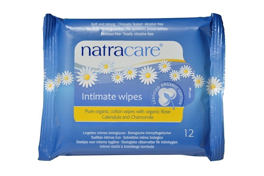 NATRACARE toallitas íntimas de algodón para limpieza suave y segura en viajes.