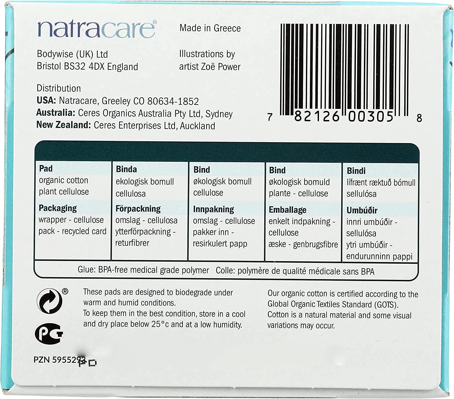 Natracare Ultra, envoltorio individual facilita llevarlo en el bolso.