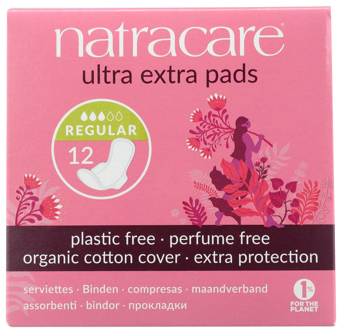 Natracare Ultra Extra pads con alas, algodón orgánico para mayor comodidad diaria.