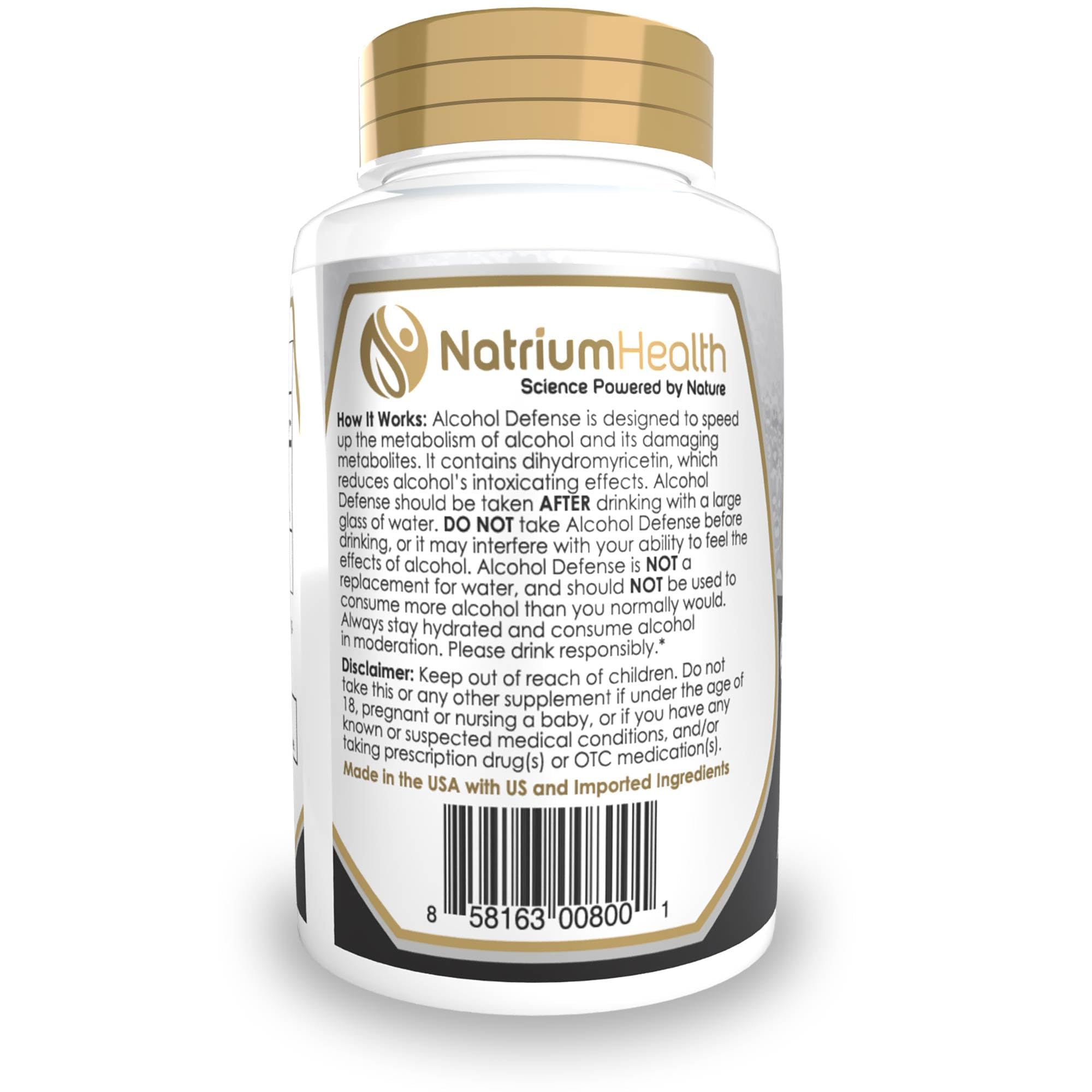 Natrium Health Alcohol Defense: cápsulas en primer plano para consumo sencillo.