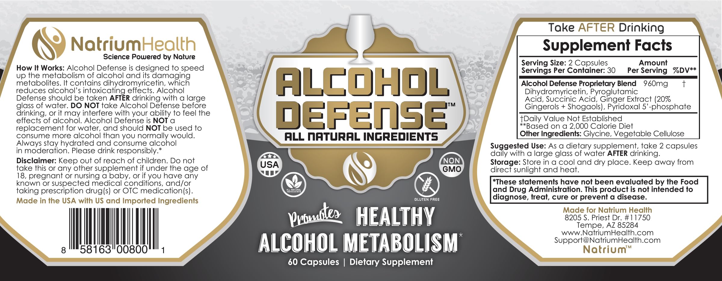 Natrium Health Alcohol Defense: extracto de jengibre para sabor suave.