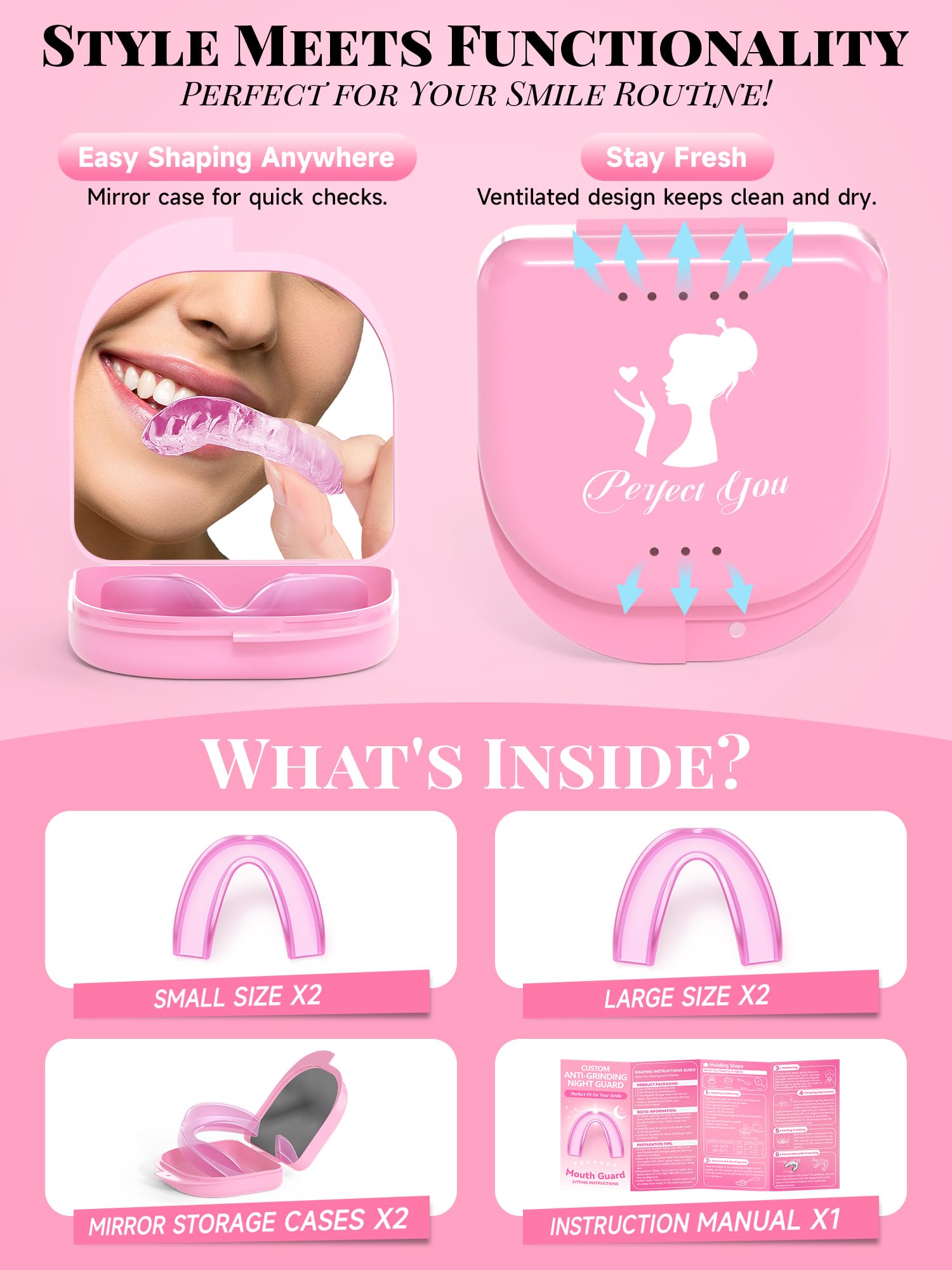 natrlteeth ajuste moldeable rosa para adolescentes y adultos, ajuste personalizado