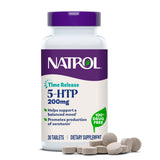 Natrol 5-HTP: botella con tabletas para apoyo al estado de ánimo.