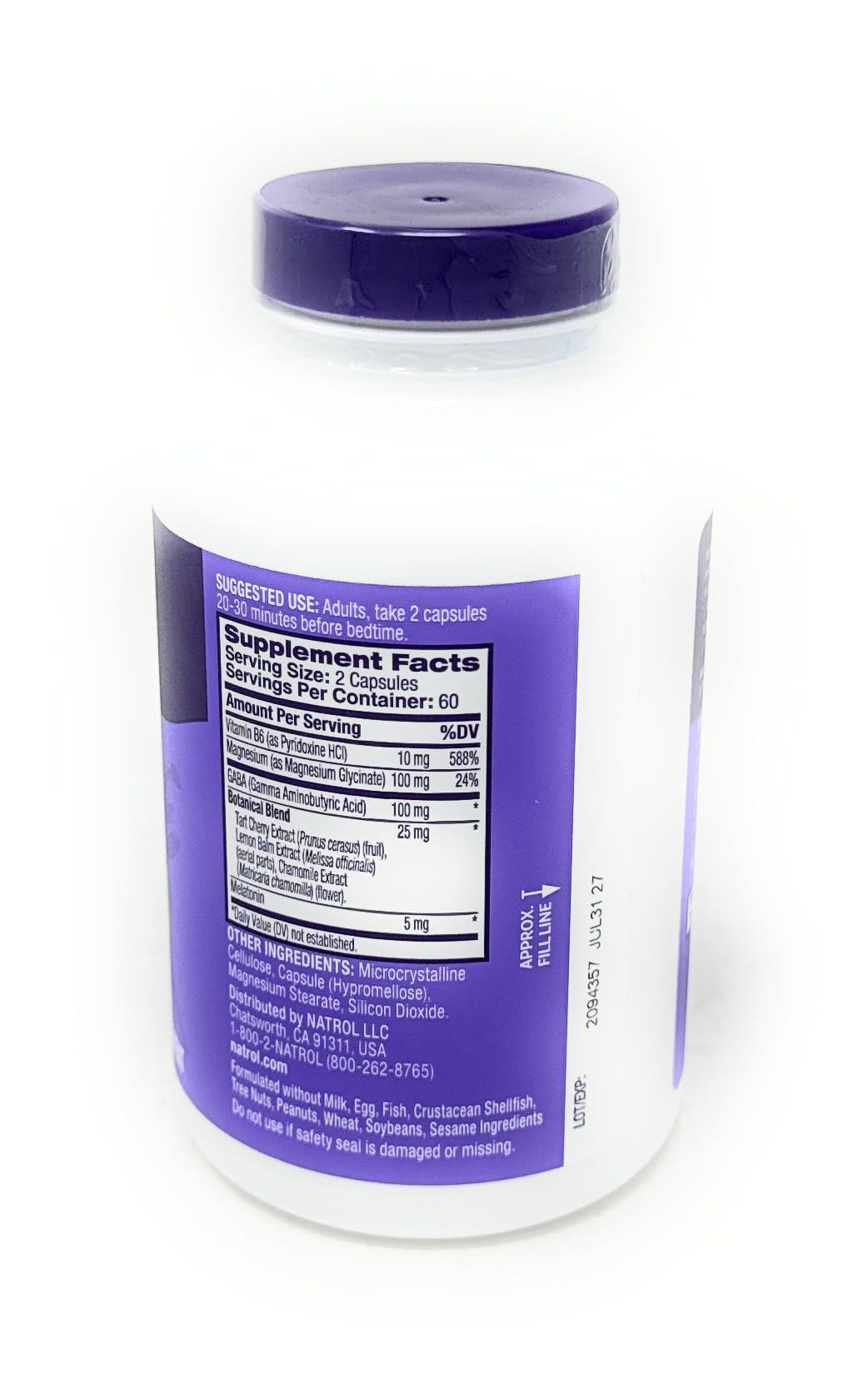 Natrol Descanso y Restauración, cápsulas en primer plano para relajación nocturna.