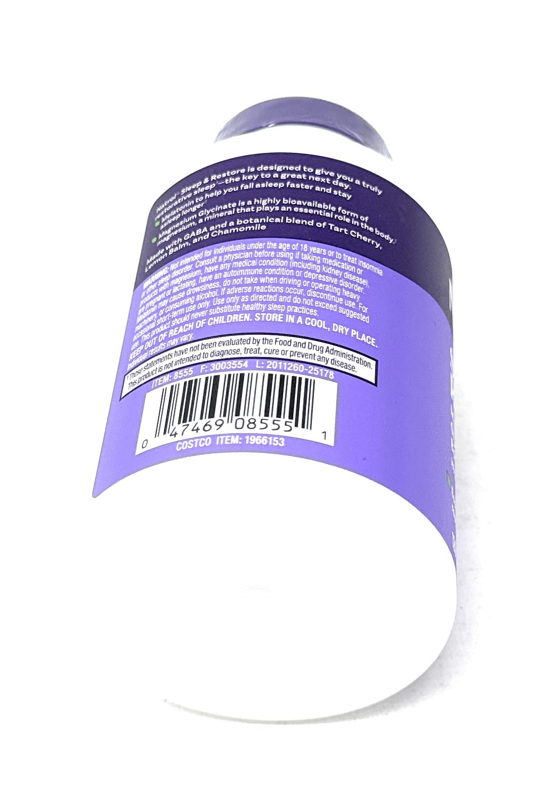 Natrol Descanso y Restauración, uso nocturno para favorecer la conciliación del sueño.