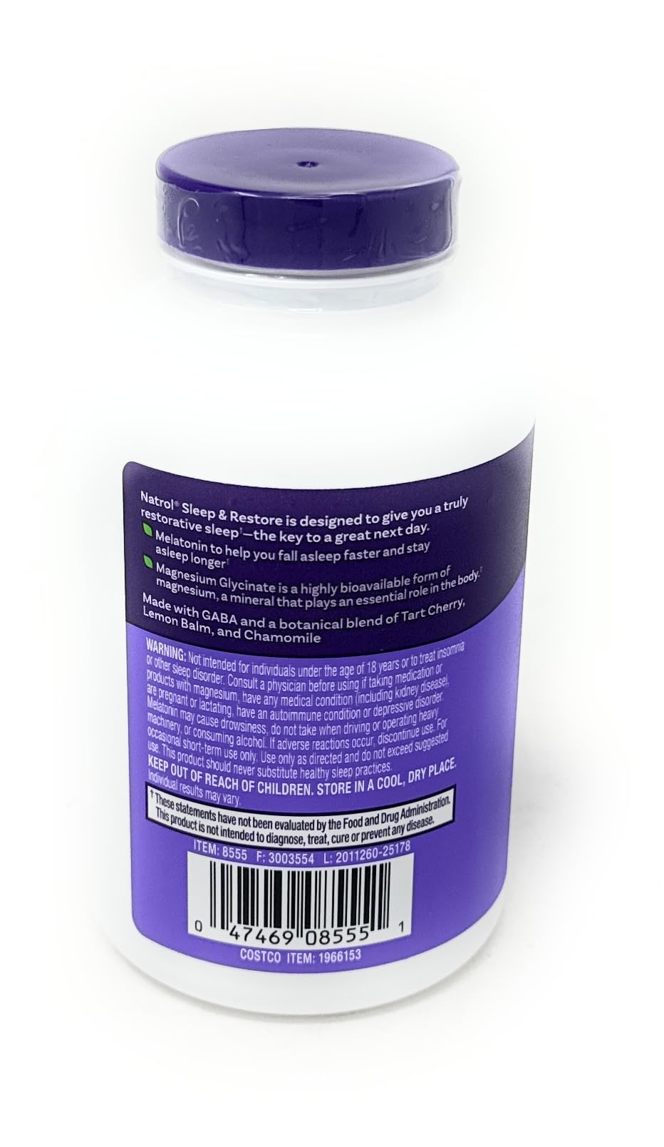Natrol Descanso y Restauración, etiqueta frontal destacando fórmula natural.