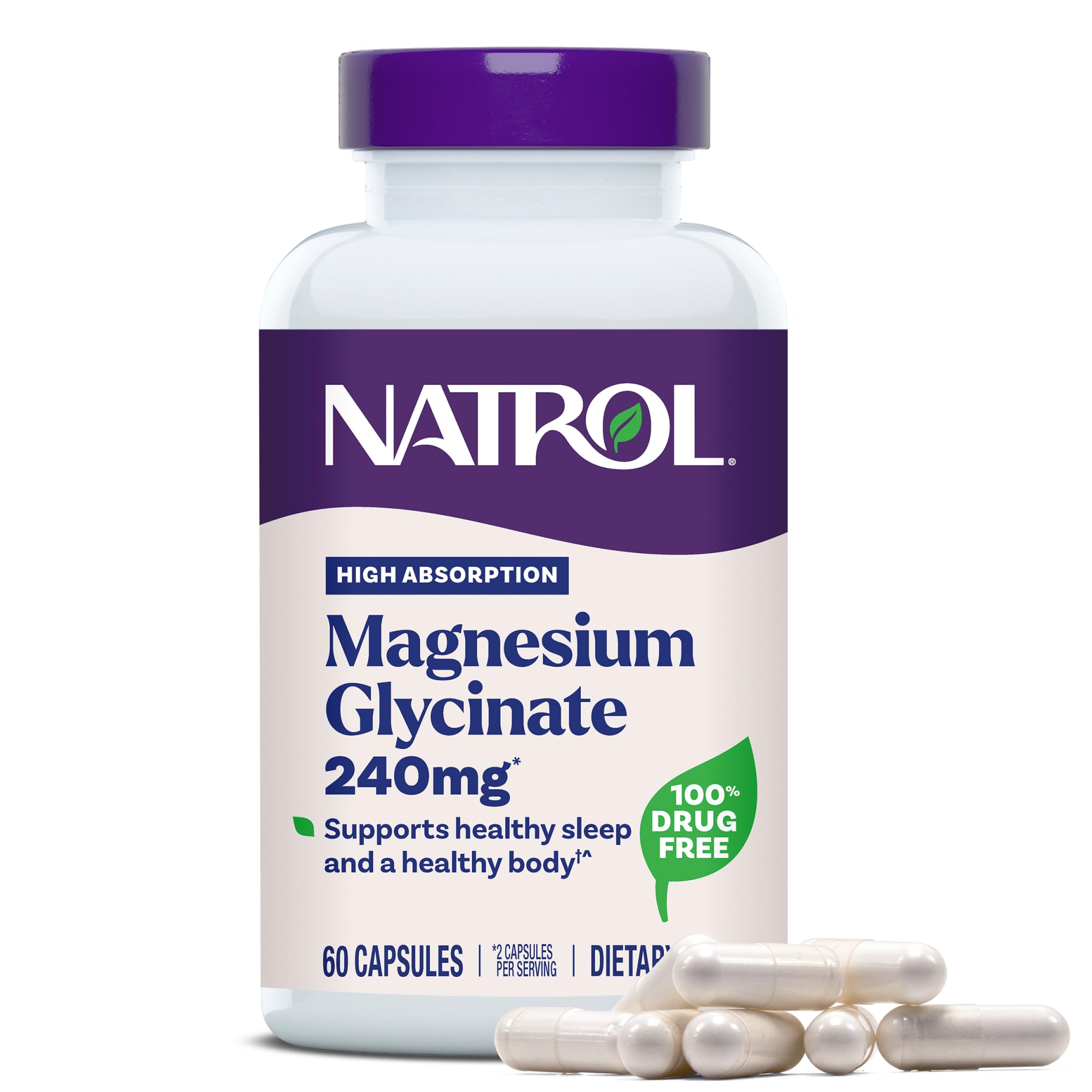Natrol Magnesio Glicinato capsulas 240 mg en frasco, alta absorcion para apoyo general