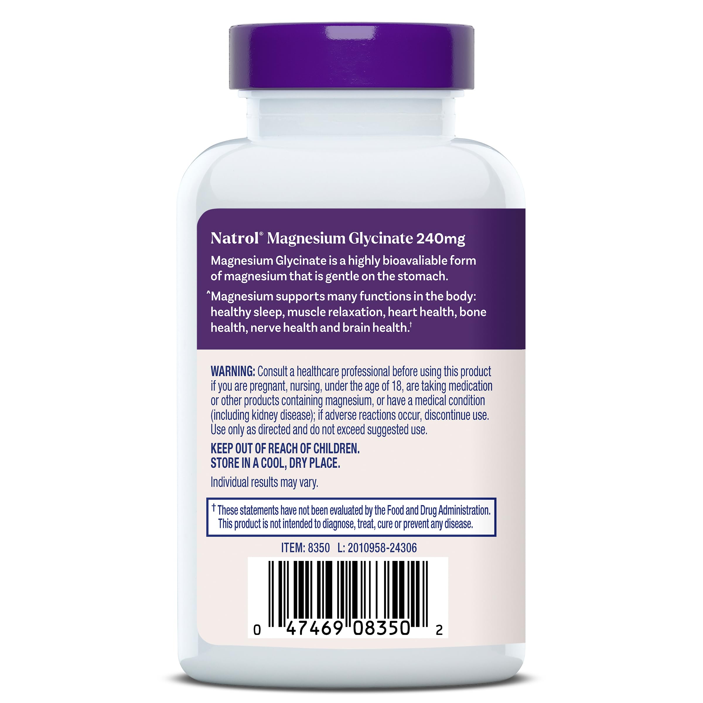 Natrol Magnesio Glicinato capsulas suaves para estomago sensible
