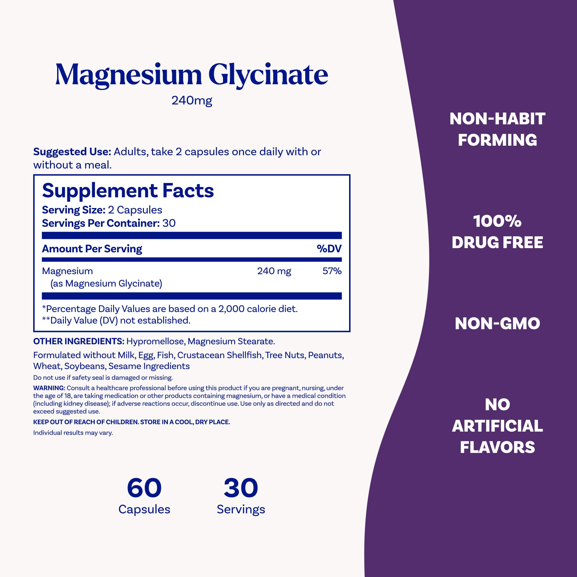 Natrol Magnesio Glicinato tomar con comida para mejor absorcion