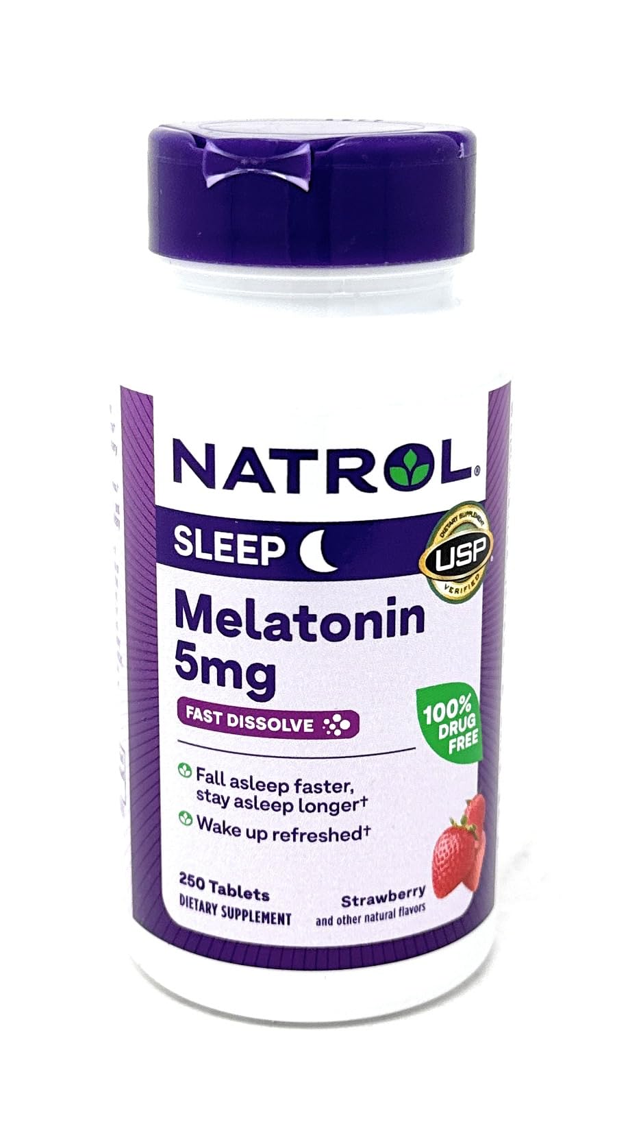 Ingredientes vegetarianos de Natrol Melatonina 5 mg, sin colorantes artificiales.