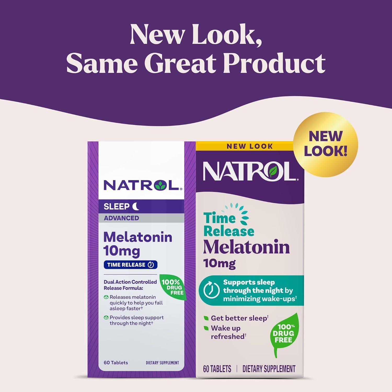 Natrol melatonina avanzada, pastillas cerca, muestra dosis inicial de 5 mg.